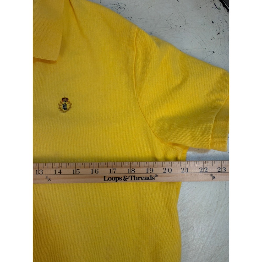 Lauren Ralph Lauren Polo Shirt Womens Size P/L Yellow Cotton Crest Preppy Summer - Picture 8 of 8